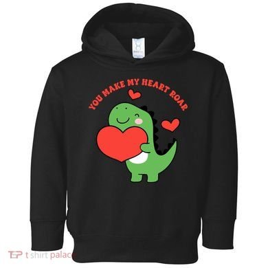 You Make My Heart Roar Valentines Day Cute Dinosaur Toddler Hoodie