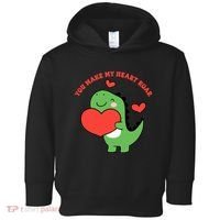 You Make My Heart Roar Valentines Day Cute Dinosaur Toddler Hoodie thumb 0
