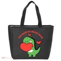 You Make My Heart Roar Valentines Day Cute Dinosaur Tote Bag thumb 0