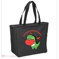 You Make My Heart Roar Valentines Day Cute Dinosaur Tote Bag thumb 2