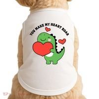 You Make My Heart Roar Valentines Day Cute Dinosaur Doggie Tank thumb 0