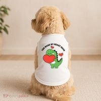 You Make My Heart Roar Valentines Day Cute Dinosaur Doggie Tank thumb 2