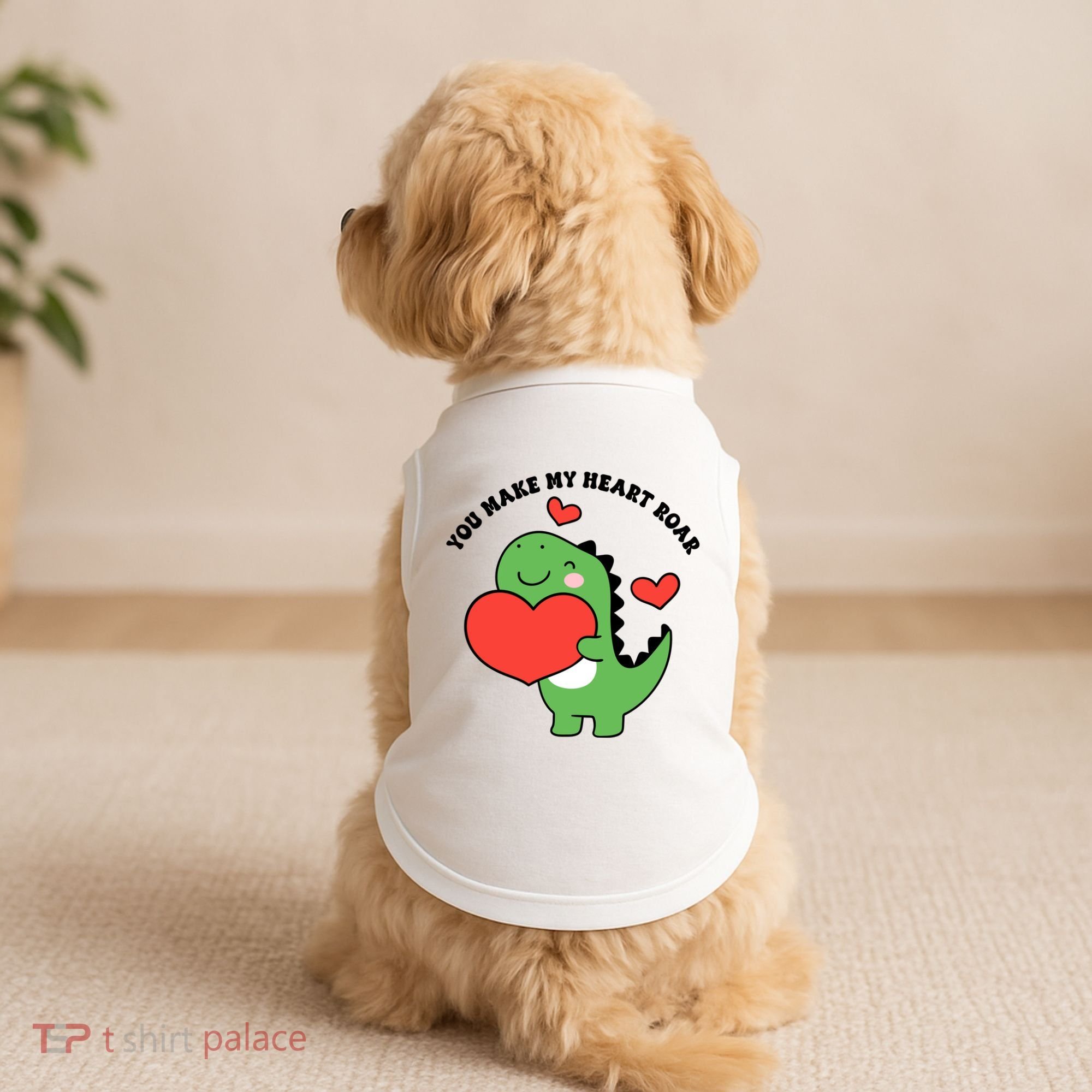 You Make My Heart Roar Valentines Day Cute Dinosaur Doggie Tank