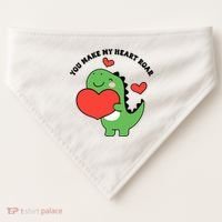 You Make My Heart Roar Valentines Day Cute Dinosaur USA-Made Doggie Bandana thumb 0