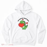 You Make My Heart Roar Valentines Day Cute Dinosaur Hoodie thumb 0