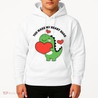 You Make My Heart Roar Valentines Day Cute Dinosaur Hoodie thumb 2
