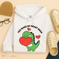 You Make My Heart Roar Valentines Day Cute Dinosaur Hoodie thumb 4