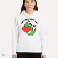 You Make My Heart Roar Valentines Day Cute Dinosaur Hoodie thumb 5