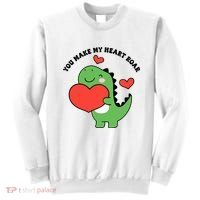 You Make My Heart Roar Valentines Day Cute Dinosaur Sweatshirt thumb 0