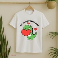 You Make My Heart Roar Valentines Day Cute Dinosaur T-Shirt thumb 2