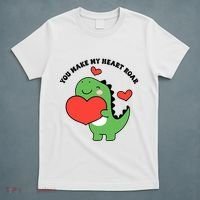 You Make My Heart Roar Valentines Day Cute Dinosaur T-Shirt thumb 5