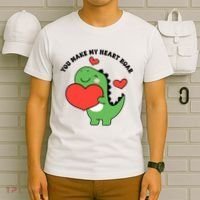 You Make My Heart Roar Valentines Day Cute Dinosaur T-Shirt thumb 6