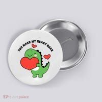 You Make My Heart Roar Valentines Day Cute Dinosaur Button thumb 0