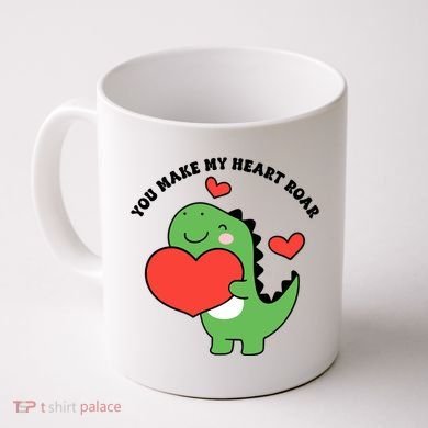You Make My Heart Roar Valentines Day Cute Dinosaur Coffee Mug