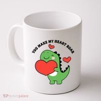 You Make My Heart Roar Valentines Day Cute Dinosaur Coffee Mug thumb 0