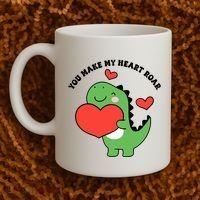 You Make My Heart Roar Valentines Day Cute Dinosaur Coffee Mug thumb 2