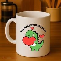 You Make My Heart Roar Valentines Day Cute Dinosaur Coffee Mug thumb 4