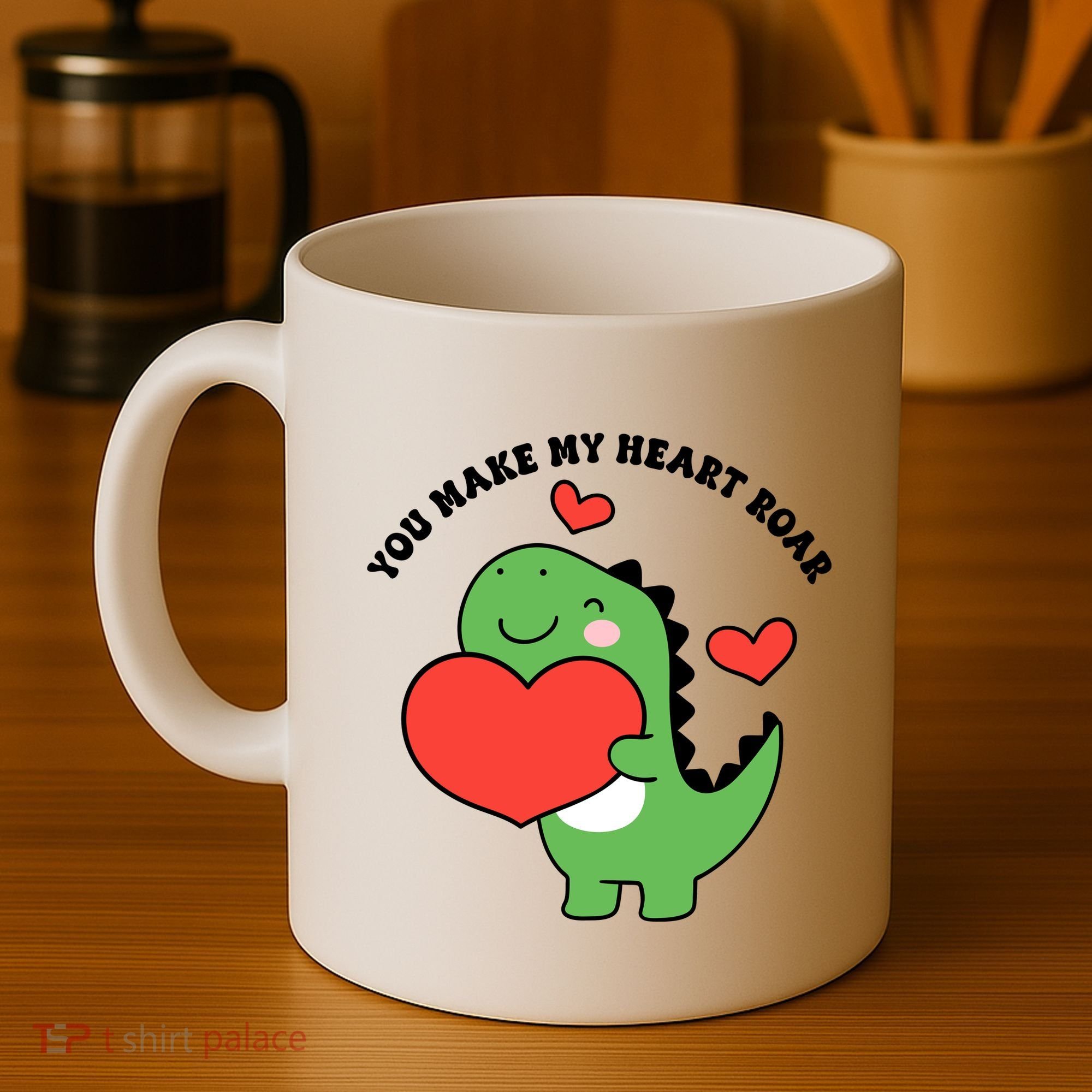 You Make My Heart Roar Valentines Day Cute Dinosaur Coffee Mug