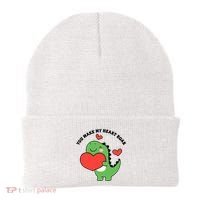 You Make My Heart Roar Valentines Day Cute Dinosaur Beanie thumb 0