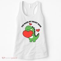 You Make My Heart Roar Valentines Day Cute Dinosaur Women's Tank Top thumb 0