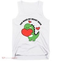 You Make My Heart Roar Valentines Day Cute Dinosaur Tank Top thumb 0
