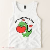 You Make My Heart Roar Valentines Day Cute Dinosaur Tank Top thumb 2