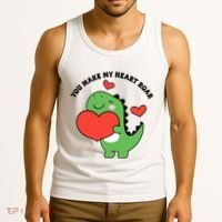 You Make My Heart Roar Valentines Day Cute Dinosaur Tank Top thumb 3