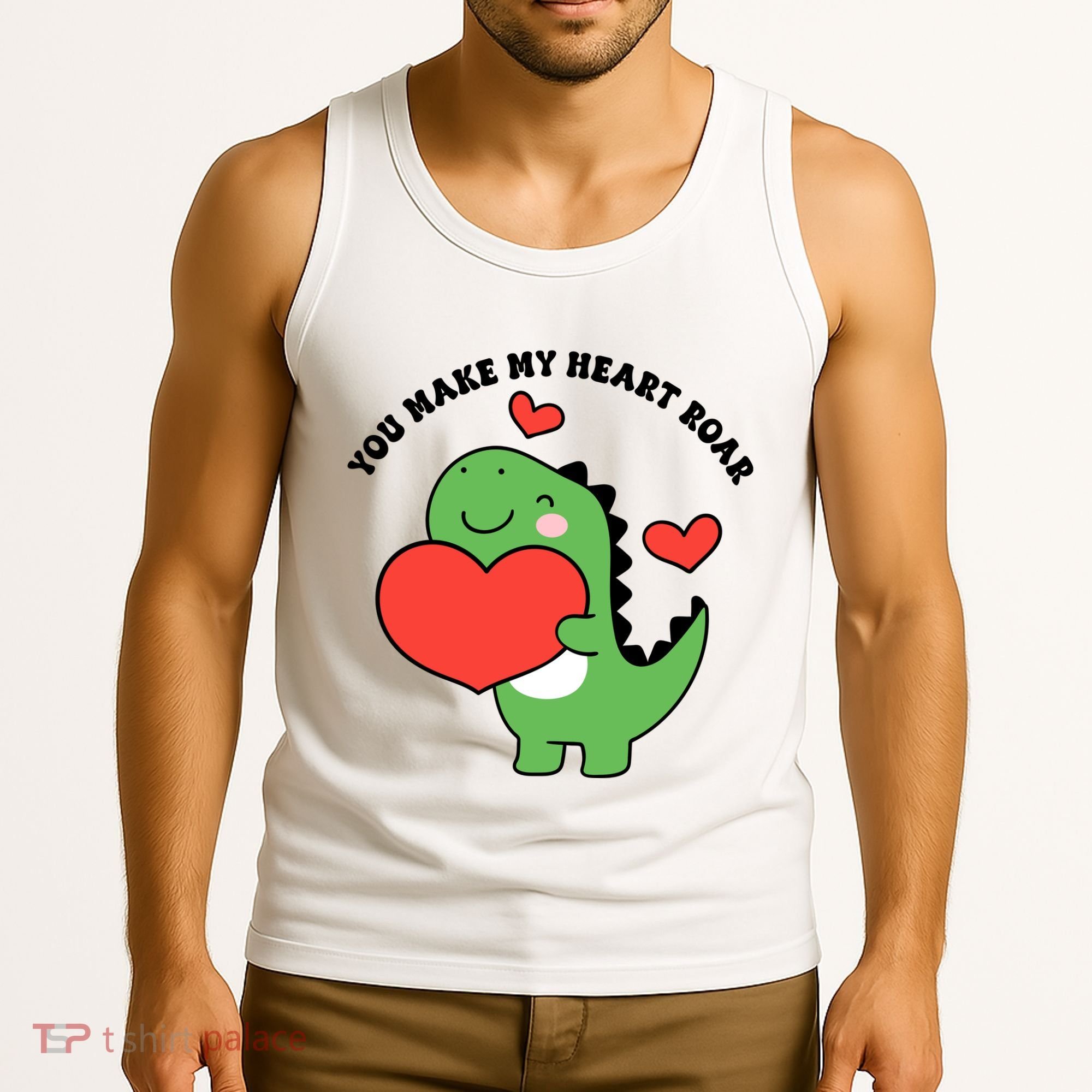 You Make My Heart Roar Valentines Day Cute Dinosaur Tank Top