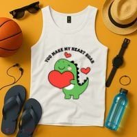 You Make My Heart Roar Valentines Day Cute Dinosaur Tank Top thumb 4