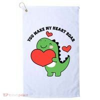 You Make My Heart Roar Valentines Day Cute Dinosaur Golf Towel thumb 0