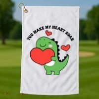 You Make My Heart Roar Valentines Day Cute Dinosaur Golf Towel thumb 1