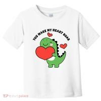 You Make My Heart Roar Valentines Day Cute Dinosaur Toddler T-Shirt thumb 0