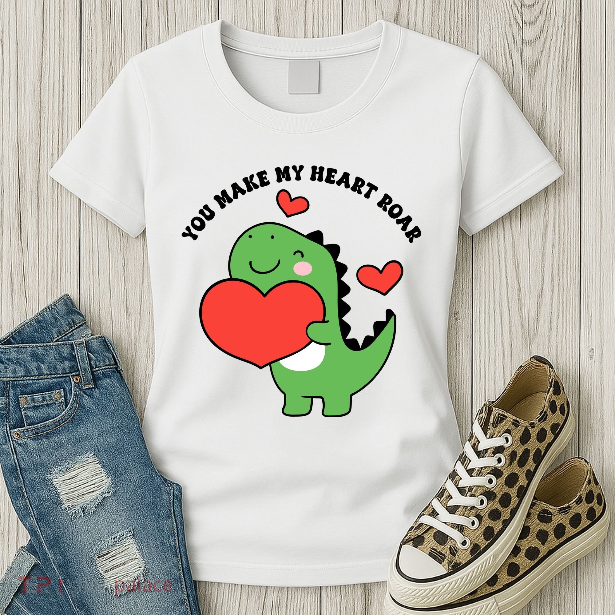 You Make My Heart Roar Valentines Day Cute Dinosaur Women's T-Shirt
