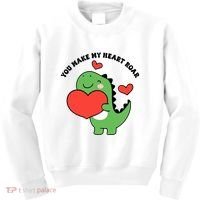 You Make My Heart Roar Valentines Day Cute Dinosaur Kids Sweatshirt thumb 0