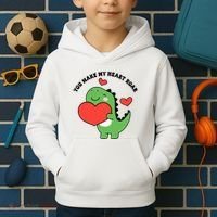 You Make My Heart Roar Valentines Day Cute Dinosaur Kids Hoodie thumb 2
