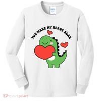 You Make My Heart Roar Valentines Day Cute Dinosaur Kids Long Sleeve Shirt thumb 0