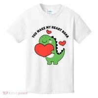 You Make My Heart Roar Valentines Day Cute Dinosaur Kids T-Shirt thumb 0
