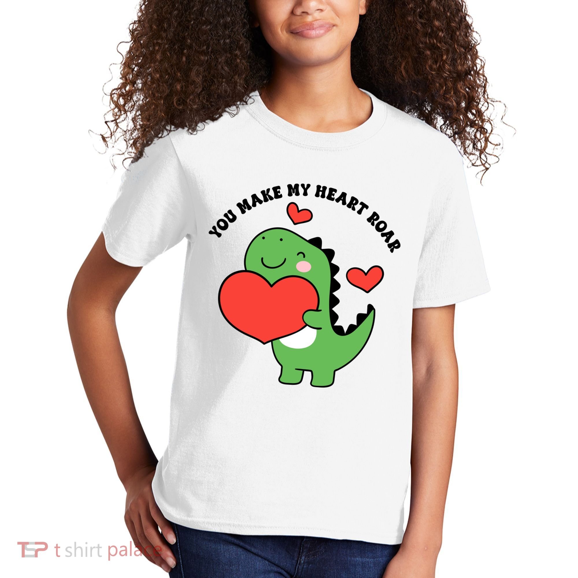 You Make My Heart Roar Valentines Day Cute Dinosaur Kids T-Shirt