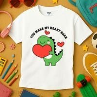 You Make My Heart Roar Valentines Day Cute Dinosaur Kids T-Shirt thumb 3