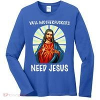 Yall Motherfuckers Need Jesus Christian Easter Women's Long Sleeve Shirt thumb 0