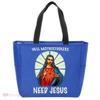 Yall Motherfuckers Need Jesus Christian Easter Tote Bag thumb 0
