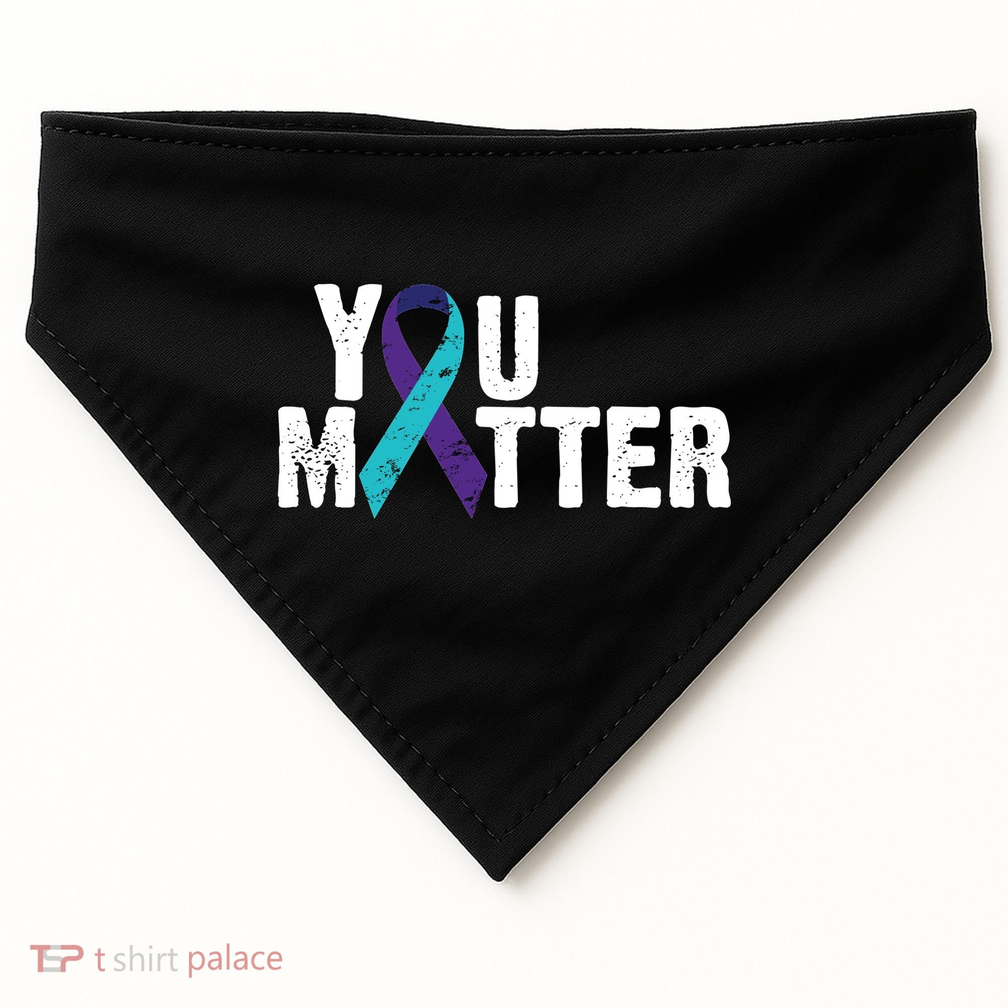 You Matter Purple Teal Ribbon Suicide Prevention Awareness USA-Made Doggie Bandana