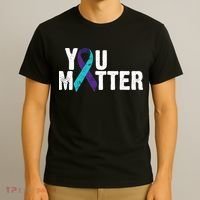 You Matter Purple Teal Ribbon Suicide Prevention Awareness T-Shirt thumb 3