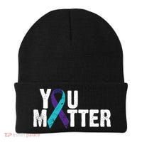 You Matter Purple Teal Ribbon Suicide Prevention Awareness Beanie thumb 0