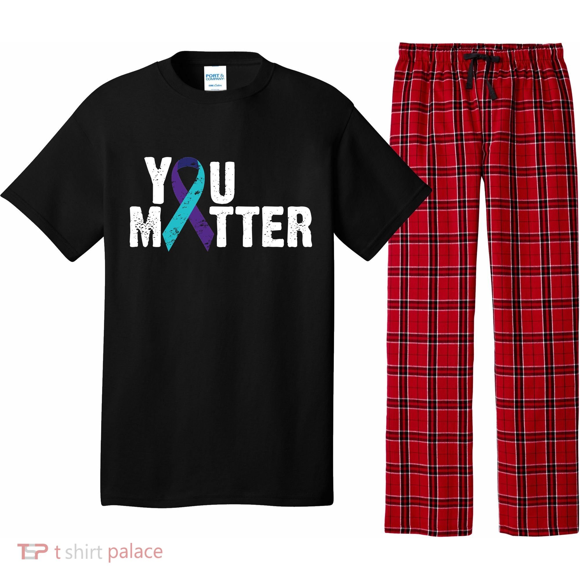 You Matter Purple Teal Ribbon Suicide Prevention Awareness Pajama Set