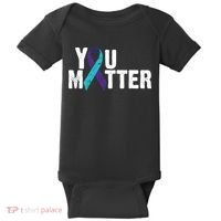 You Matter Purple Teal Ribbon Suicide Prevention Awareness Baby Bodysuit thumb 0