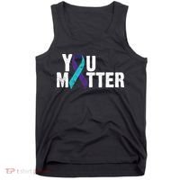 You Matter Purple Teal Ribbon Suicide Prevention Awareness Tank Top thumb 0