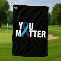 You Matter Purple Teal Ribbon Suicide Prevention Awareness Golf Towel thumb 1