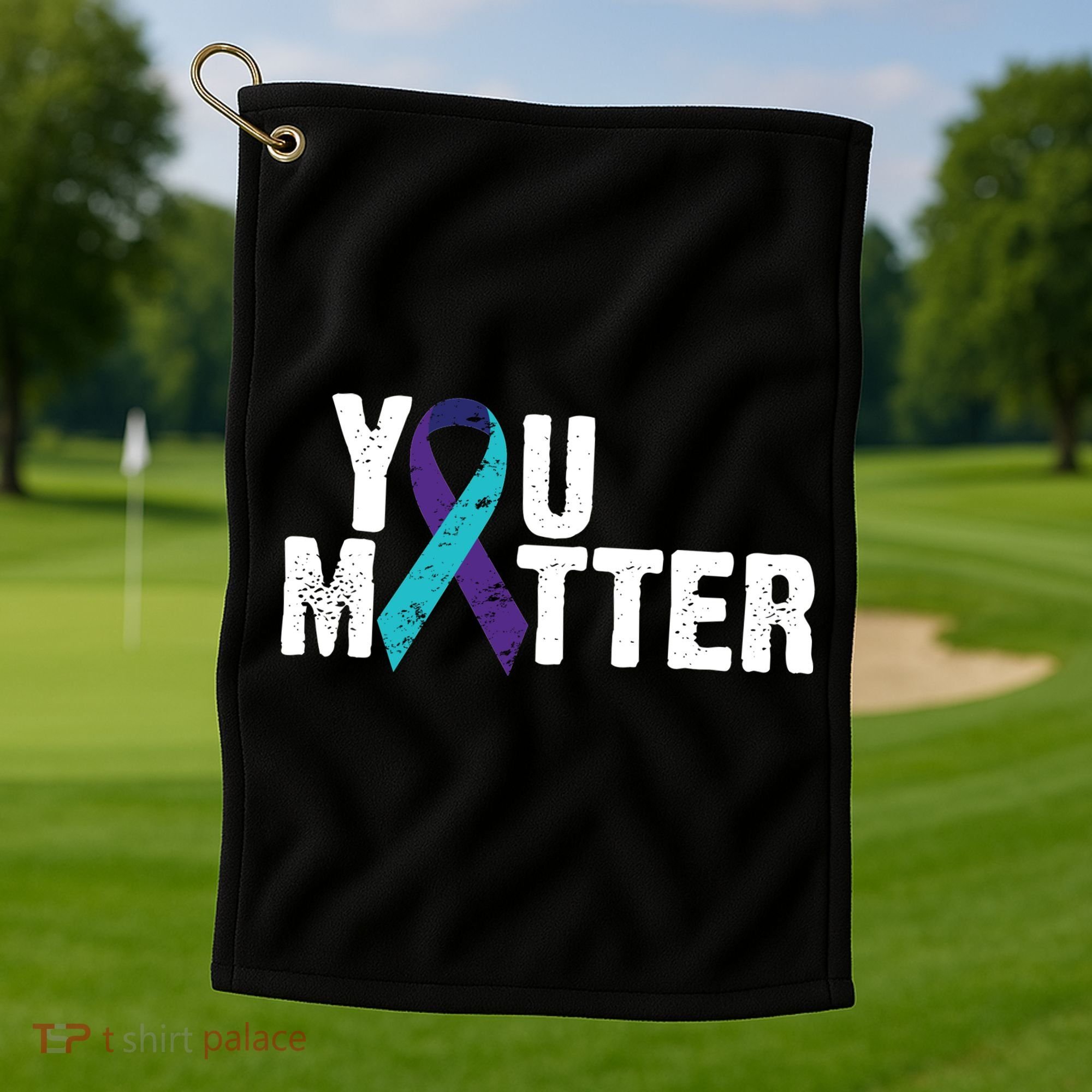 You Matter Purple Teal Ribbon Suicide Prevention Awareness Golf Towel