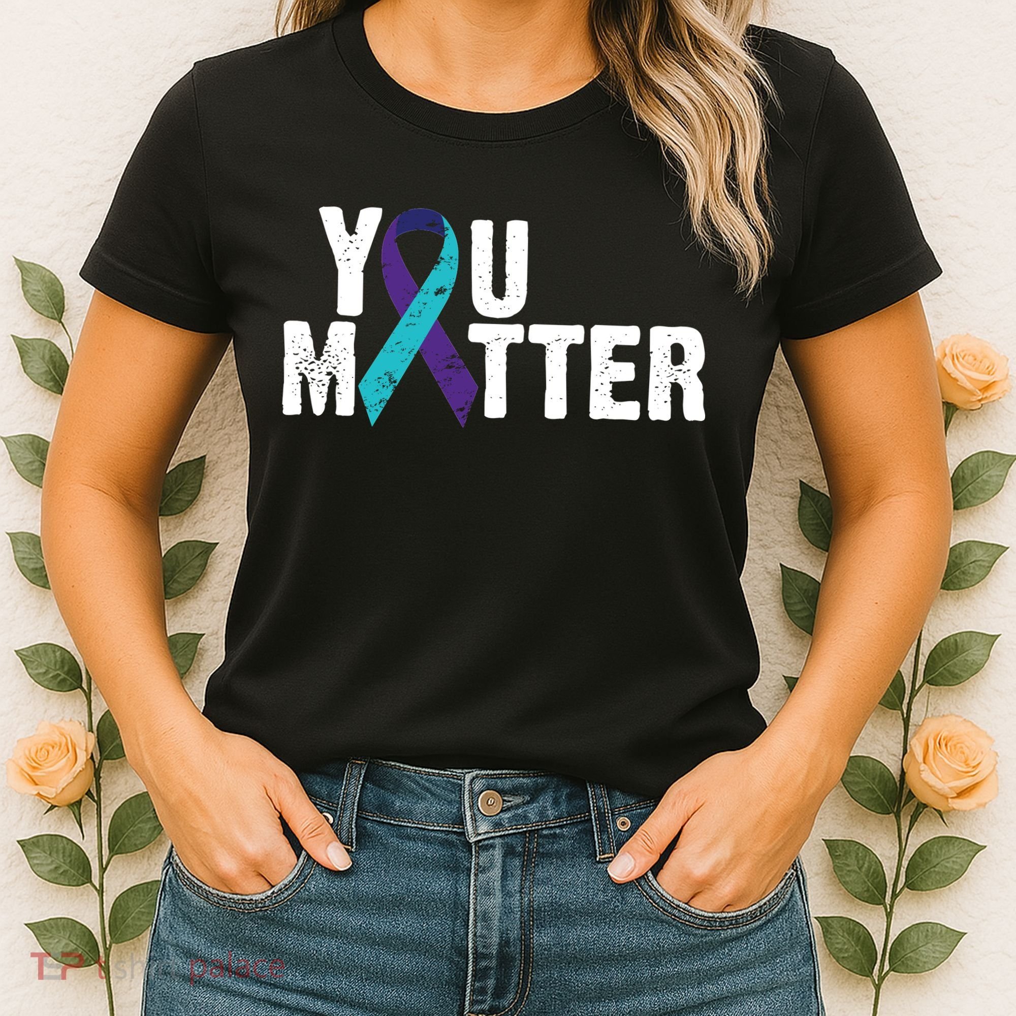 You Matter Purple Teal Ribbon Suicide Prevention Awareness Women's T-Shirt